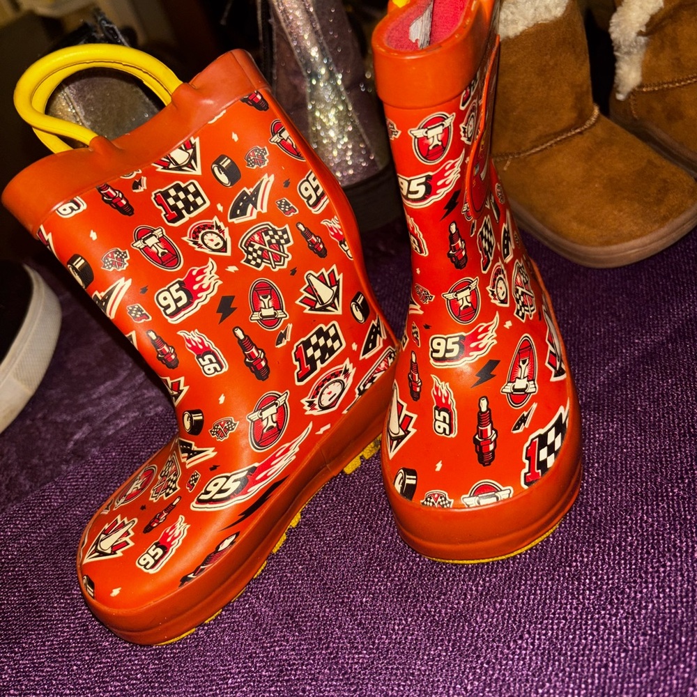 Kids Red Lightning Rain Boots